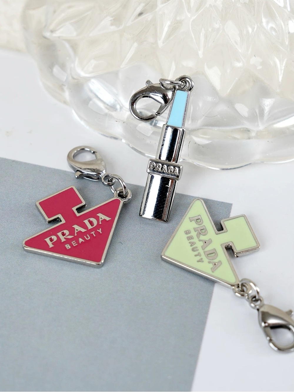 PRADA beauty Charm Set — Pink, Mint & Light Blue